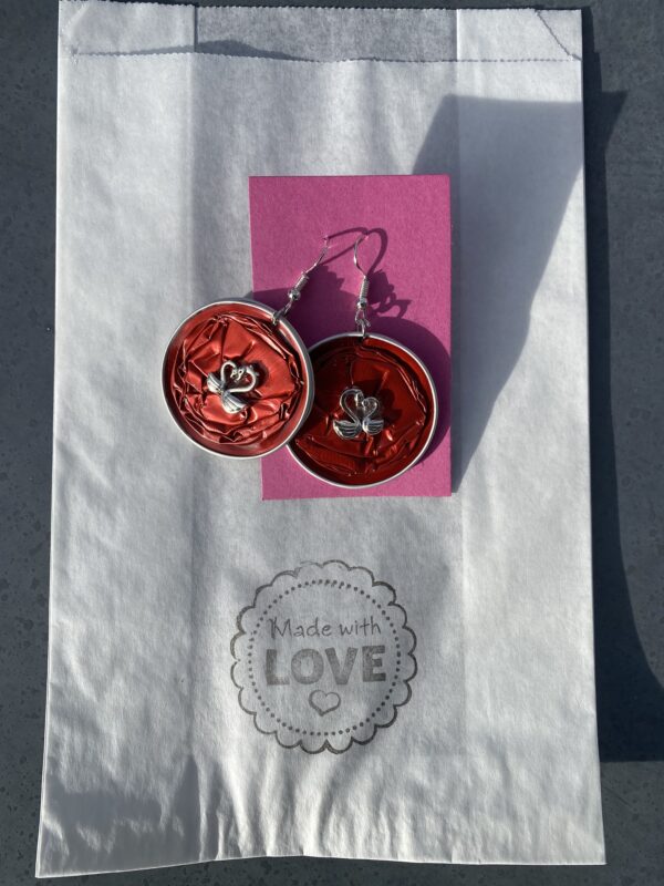 Made_by_DCH Upcycling Kaffeekapseln *Ohrringe mit Applikation* K+rot Applikation Schwäne