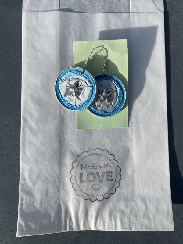 Made_by_DCH Upcycling Kaffeekapseln *Ohrringe mit Applikation* K+eisblau Verlauf Applikation Seestern